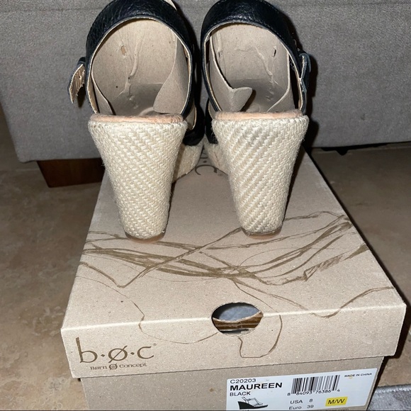 EUC-Born B.o.c. Maureen Comfort Wedge Sandals Black Womens Size 8M🖤with Box - Picture 6 of 13